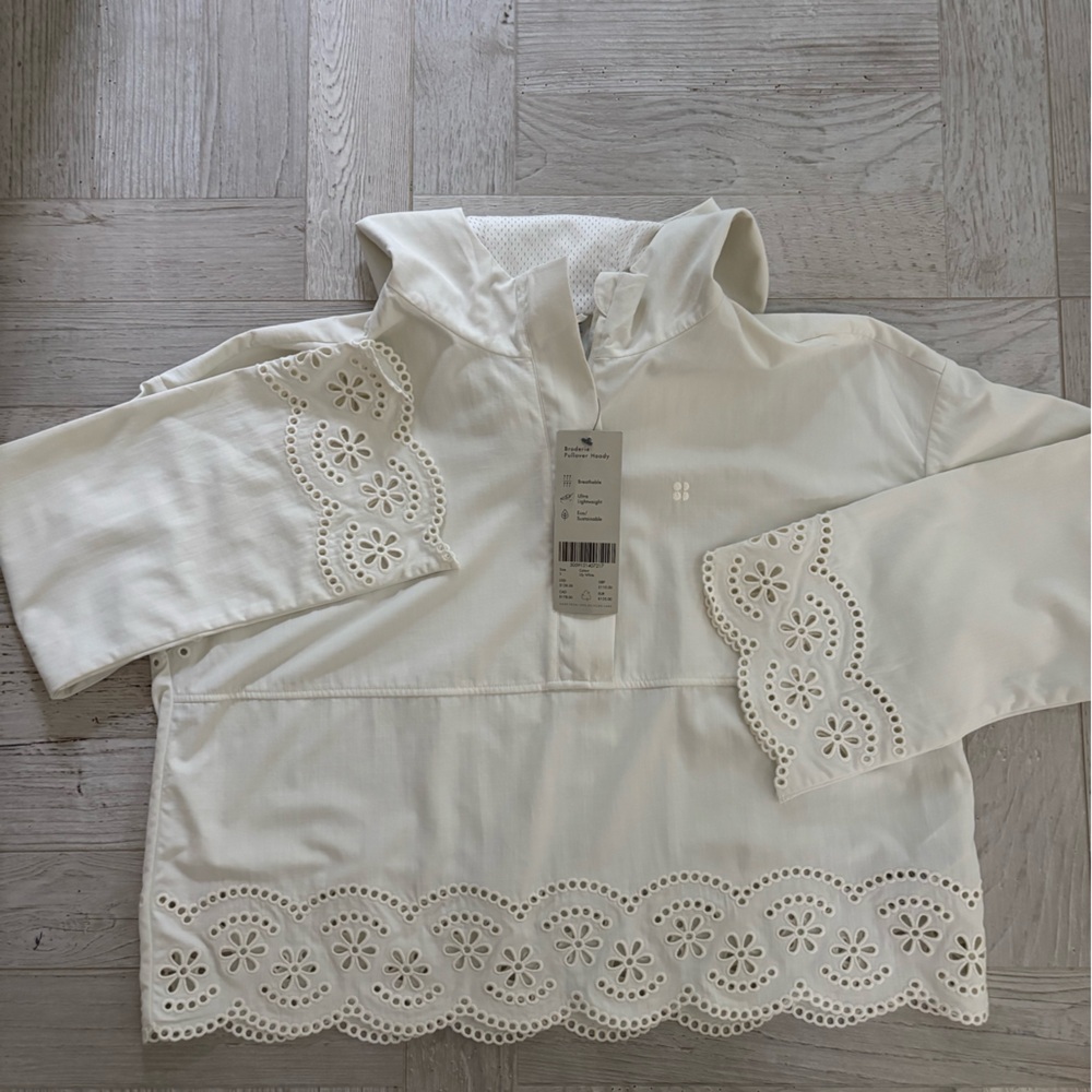 Sweaty Betty White Eyelet Pullover Hoodie